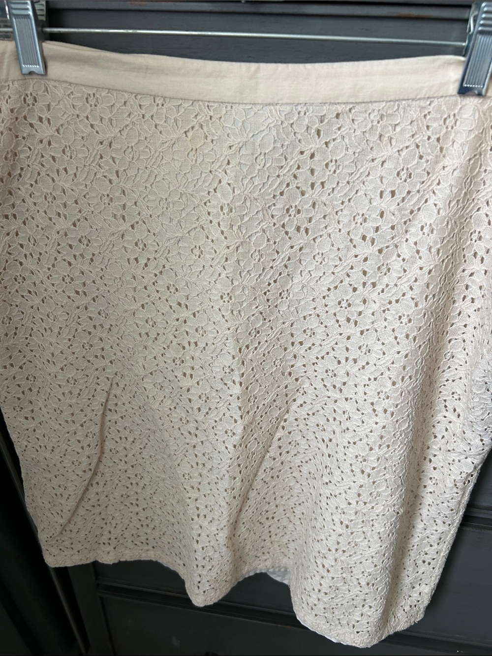 Isaac Mizrahi Cream Crochet A-Line Skirt